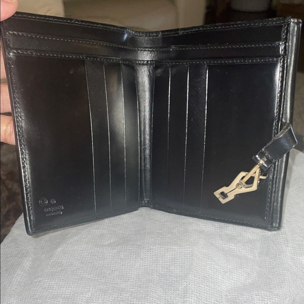 Gucci Black Wallet with Gold Accent EUC - Picture 3 of 11